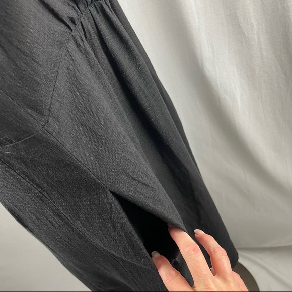 Eileen Fisher Black Linen Blend Sleeveless Dress with Side Pockets S - Picture 5 of 9